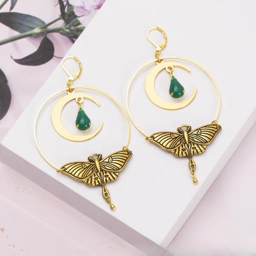 Boucles d'oreilles en pierres précieuses, alliage de zinc, avec pierre gemme, Insecte, Placage, bijoux de mode, plus de couleurs à choisir, Vendu par paire