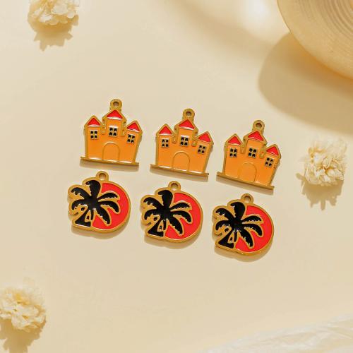 Bijoux pendentifs en acier inoxydable , Acier inoxydable 304, Placage de couleur d'or, DIY & émail, plus de couleurs à choisir, 10PC/sac, Vendu par sac