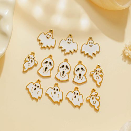 Pendant Halloween Fashion, Acier inoxydable 304, fantôme, Placage de couleur d'or, Halloween Design & DIY & émail, plus de couleurs à choisir, 10PC/sac, Vendu par sac