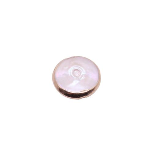 Pendentifs perles d'eau douce, perle d'eau douce cultivée, avec laiton, Plat rond, Placage de couleur d'or, DIY, couleurs mélangées, Vendu par PC