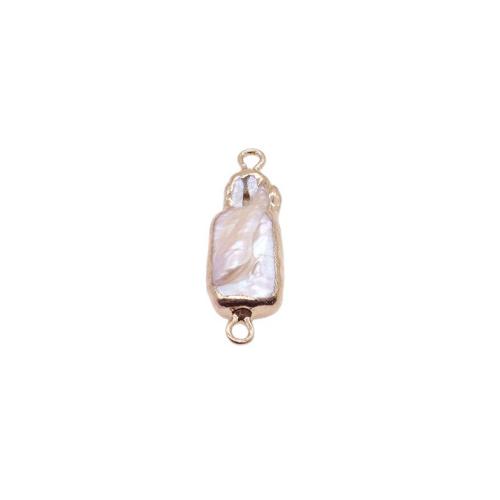 Freshwater Pearl Connector, with Brass, irregular, gold color plated, DIY, mixed colors, Sold By PC