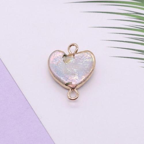 Freshwater Pearl Connector, with Brass, Heart, gold color plated, DIY, mixed colors, Sold By PC