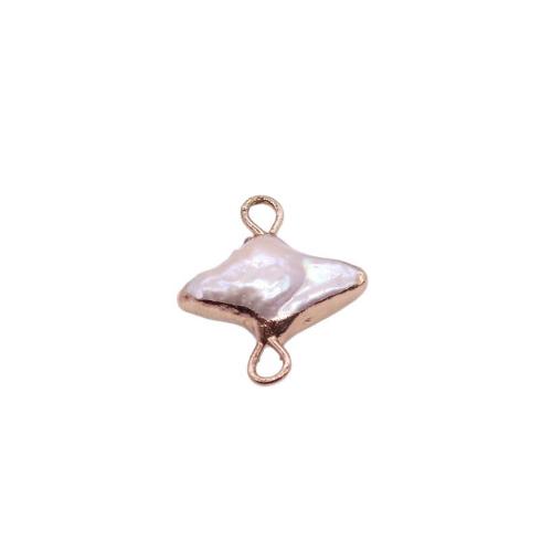 Freshwater Pearl Connector, with Brass, irregular, gold color plated, DIY, mixed colors, Sold By PC