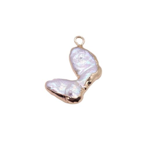 Freshwater Pearl Pendants, with Brass, Baroque, gold color plated, DIY, mixed colors, Sold By PC