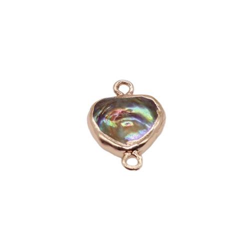 Freshwater Pearl Connector, with Brass, Heart, gold color plated, DIY, mixed colors, Sold By PC