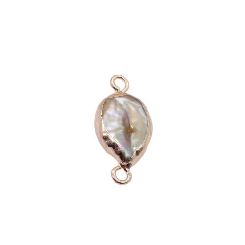 Freshwater Pearl Connector, with Brass, irregular, DIY, mixed colors, Sold By PC