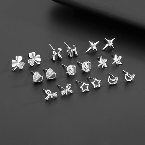 Argent sterling 925 boucle d oreille dormeuse, styles différents pour le choix & pour femme & avec strass, Vendu par paire