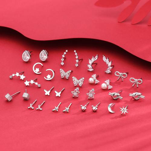 Argent sterling 925 boucle d oreille dormeuse, styles différents pour le choix & pour femme & avec strass, Vendu par paire