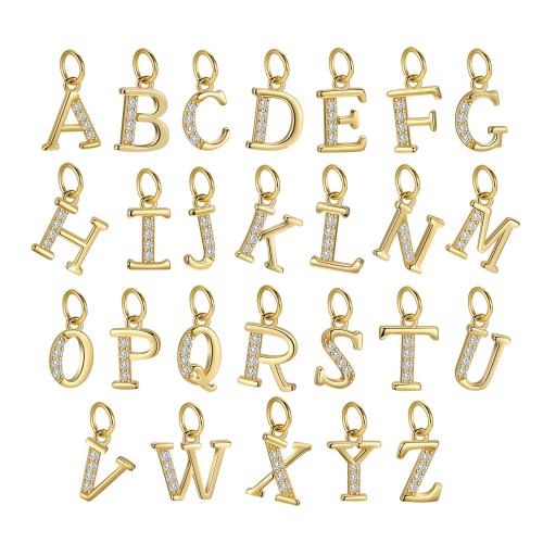Cubic Zirconia Micro Pave 925 Sterling Silver Pendant, Alphabet Letter, DIY & different styles for choice & micro pave cubic zirconia, more colors for choice, 8x14mm, Sold By PC