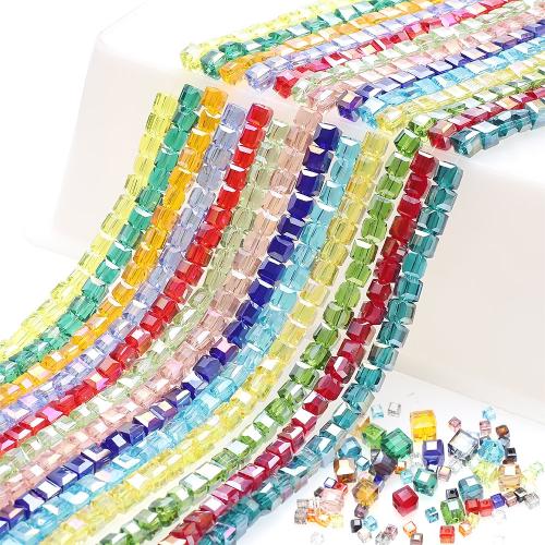 Cubic Crystal Beads, Glass, Square, machine polished, DIY & different size for choice, more colors for choice, Approx 98PCs/Strand, Sold By Strand