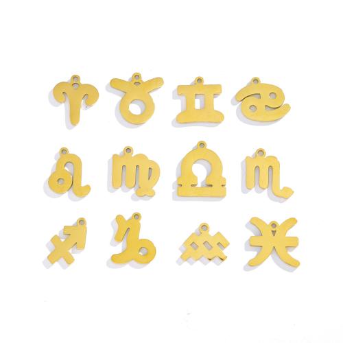 Stainless Steel Constellation Pendant, 304 Stainless Steel, 12 Signs of the Zodiac, gold color plated, DIY, more colors for choice, 10PCs/Bag, Sold By Bag