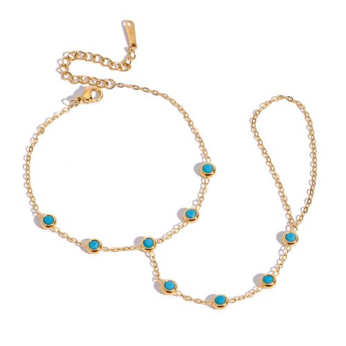 Edelstahl Schmucksets, 304 Edelstahl, mit Türkis, plattiert, Modeschmuck & verschiedene Stile für Wahl & für Frau, goldfarben, verkauft von PC