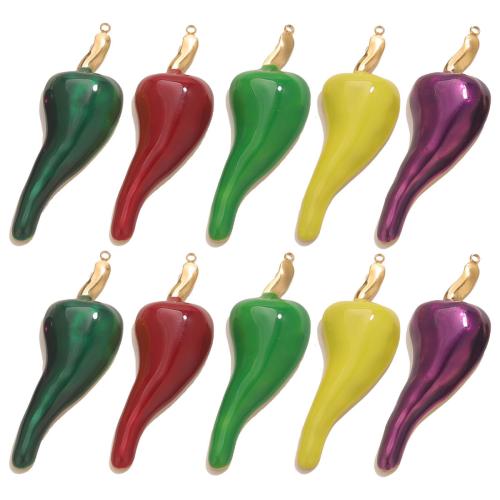 Stainless Steel Pendants, 304 Stainless Steel, Pepper, gold color plated, DIY & enamel, more colors for choice, 5PCs/Bag, Sold By Bag