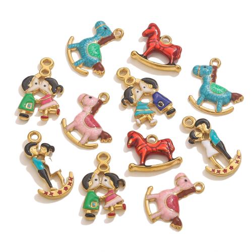 Stainless Steel Pendants, 304 Stainless Steel, gold color plated, DIY & different styles for choice & enamel, Sold By PC
