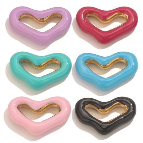 Stainless Steel Heart Pendants, 304 Stainless Steel, 18K gold plated, DIY & enamel, more colors for choice, 5PCs/Bag, Sold By Bag