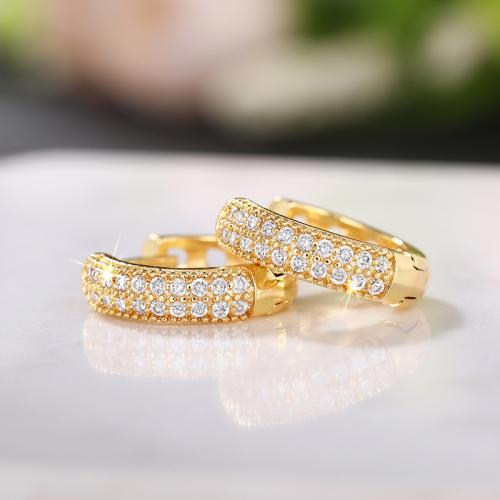 Cubic Zirconia Micro Pave Brass Earring, plated, fashion jewelry & micro pave cubic zirconia & for woman, Sold By Pair