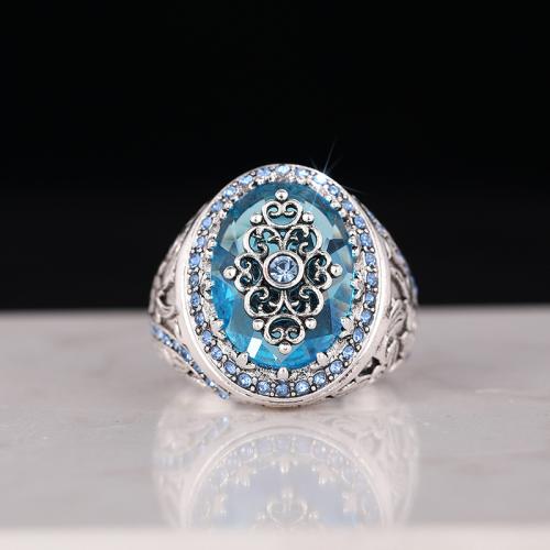 Tibetan Style Finger Ring, with Glass & Rhinestone, plated, fashion jewelry & different size for choice & for woman, Sold By PC