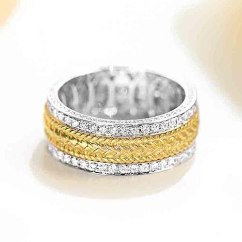 Cubic Zirconia Micro Pave Brass Ring, plated, different size for choice & micro pave cubic zirconia & for woman & two tone, Sold By PC