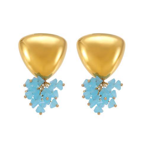 Stainless Steel Drop Earring, 304 Stainless Steel, with Glass, 18K gold plated, fashion jewelry & different styles for choice & for woman, more colors for choice, Sold By Pair