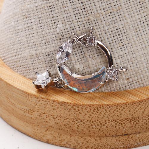 Crystal Pendants, Brass, with Crystal, plated, DIY & micro pave cubic zirconia & hollow, golden, nickel, lead & cadmium free, 20.11x4.06x28.57mm, 20PCs/Bag, Sold By Bag