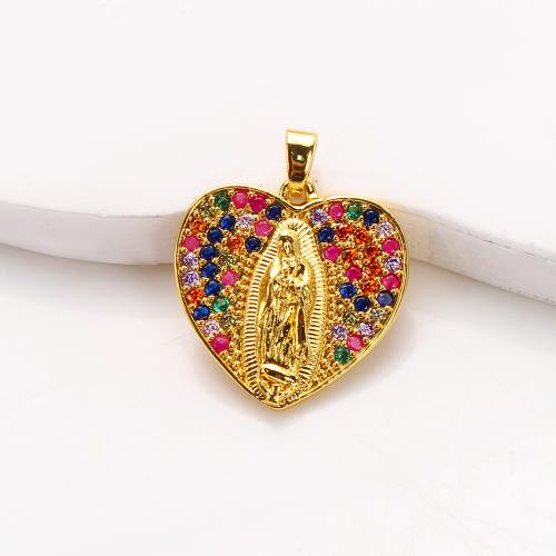 Cúbicos Circonia Colgante Latón Micro pavimenta, metal, Corazón, chapado, Bricolaje & micro arcilla de zirconia cúbica, dorado, libre de níquel, plomo & cadmio, 20.77x3.34x25.02mm, Vendido por Bolsa