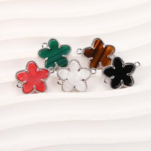 Edelstein-Connector, Messing, mit Edelstein, Blume, plattiert, DIY & Micro pave Zirkonia, keine, frei von Nickel, Blei & Kadmium, 19.55x3.69x16.80mm, 30PCs/Tasche, verkauft von Tasche