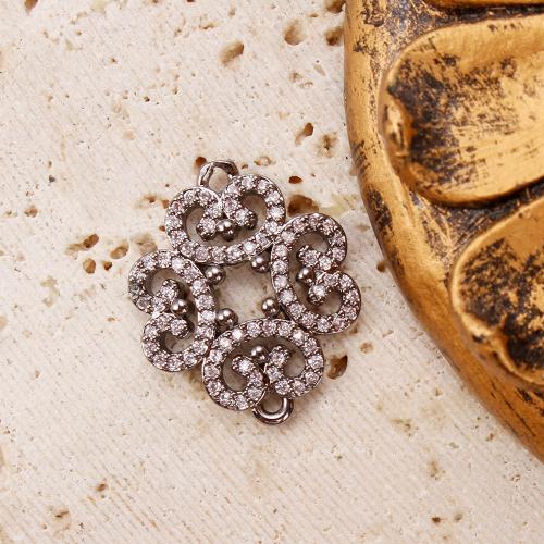 Cubic Zirconia Micro Pave Brass Connector, plated, DIY & micro pave cubic zirconia, silver color, nickel, lead & cadmium free, 13.42x7.14x14.86mm, 20PCs/Bag, Sold By Bag