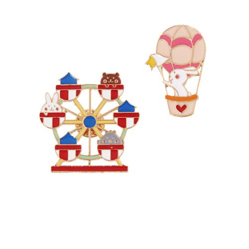 Broche émail, alliage de zinc, unisexe & styles différents pour le choix & creux, doré, Vendu par PC