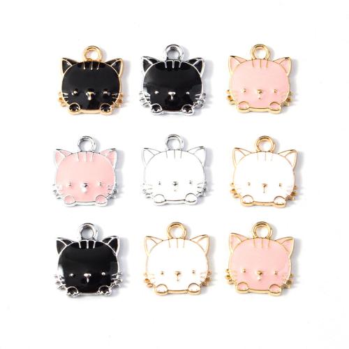 Tibetan Style Enamel Pendants, Cat, plated, DIY, more colors for choice, 10PCs/Bag, Sold By Bag