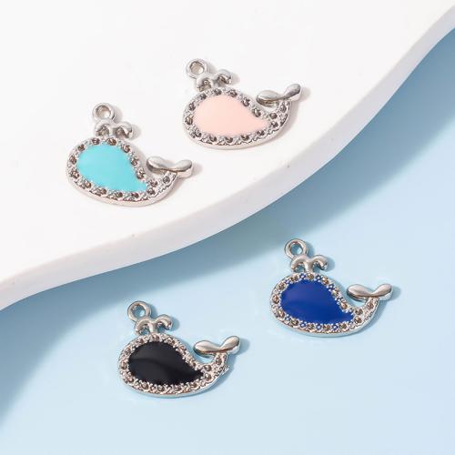 Tibetan Style Enamel Pendants, Whale, DIY & with rhinestone, more colors for choice, 10PCs/Bag, Sold By Bag