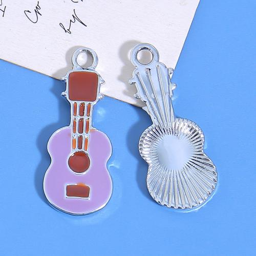 Tibetan Style Enamel Pendants, Guitar, plated, DIY, more colors for choice, 10PCs/Bag, Sold By Bag