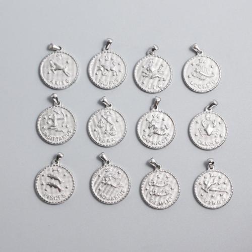Stainless Steel Constellation Pendant, 304 Stainless Steel, 12 Signs of the Zodiac, DIY & different designs for choice, original color, 25x25x3mm, Sold By PC