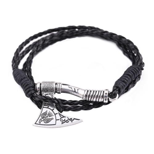 PU Leather Bracelet, with Cowhide & 304 Stainless Steel, Hammer of Thor, multilayer & Unisex, more colors for choice, Length:Approx 8.5 Inch, Sold By PC