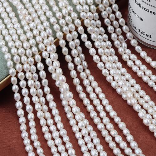 Cultured Rice Freshwater Pearl Beads, Potato, DIY, white, 4.5-5mm, Length:38 cm, Sold By Pair