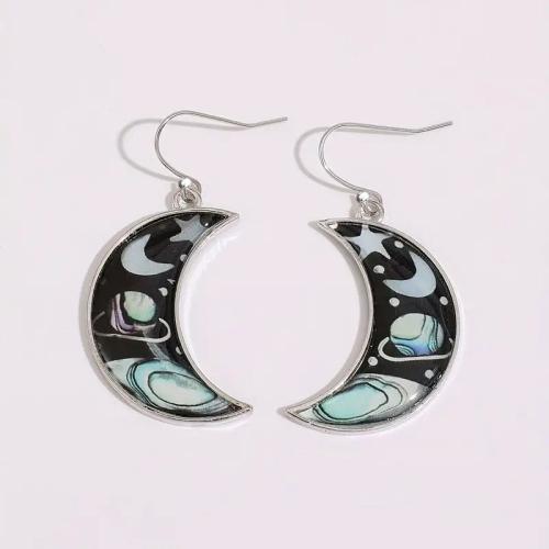 Tibetan Style Drop Earrings, Moon, epoxy gel, fashion jewelry & for woman & decal, Sold By Pair