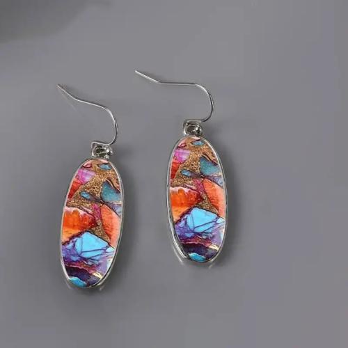Tibetan Style Drop Earrings, epoxy gel, fashion jewelry & for woman & decal, Sold By Pair