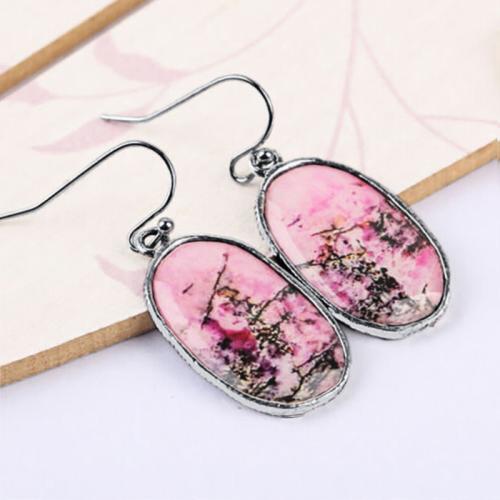Tibetan Style Drop Earrings, epoxy gel, fashion jewelry & for woman & decal, Sold By Pair