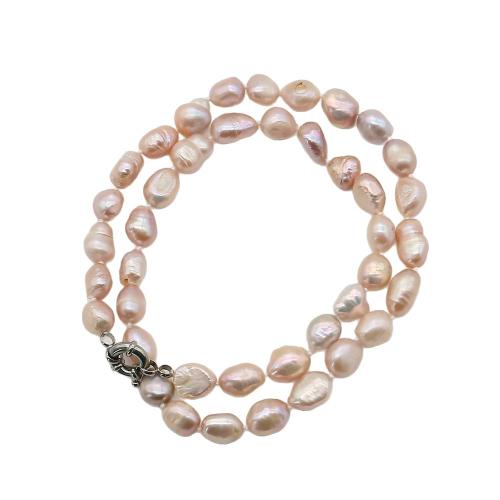 Natural Freshwater Pearl Necklace, with 304 Stainless Steel, Baroque, fashion jewelry, mixed colors, 9-10mm, Sold Per 47 cm Strand