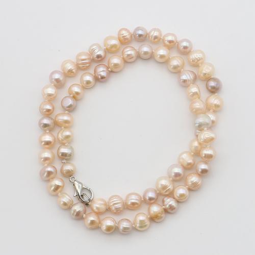 Natural Freshwater Pearl Necklace, with 304 Stainless Steel, Baroque, fashion jewelry, mixed colors, 7-8mm, Sold Per 44 cm Strand