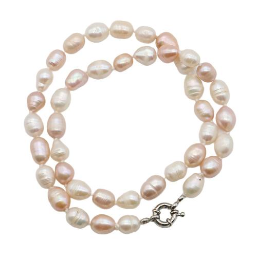 Natural Freshwater Pearl Necklace, with 304 Stainless Steel, Baroque, fashion jewelry, mixed colors, 7-8mm, Length:44 cm, Sold By PC