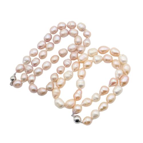 Natural Freshwater Pearl Necklace, with 304 Stainless Steel, Baroque, fashion jewelry, mixed colors, 11-12mm, Sold Per 44 cm Strand