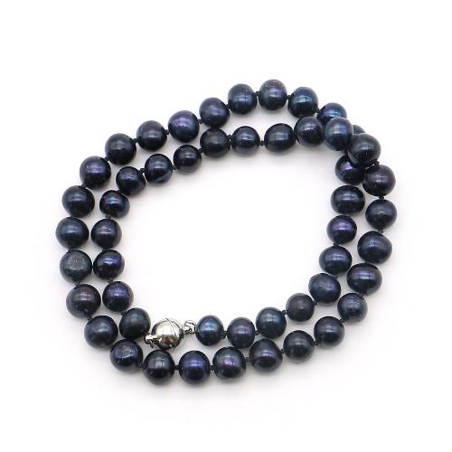 Natural Freshwater Pearl Necklace, with 304 Stainless Steel, Round, fashion jewelry, mixed colors, 7-8mm, Sold Per 41 cm Strand