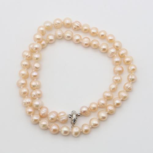 Natural Freshwater Pearl Necklace, with 304 Stainless Steel, irregular, fashion jewelry, mixed colors, 7-8mm, Sold Per 47 cm Strand