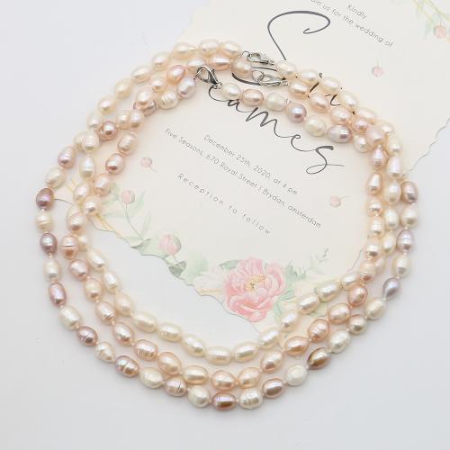 Natural Freshwater Pearl Necklace, with 304 Stainless Steel, Helix, fashion jewelry, mixed colors, 8-9mm, Sold Per 45 cm Strand