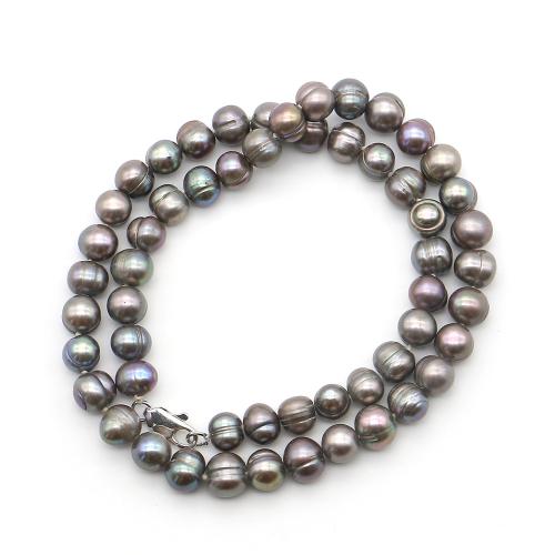 Natural Freshwater Pearl Necklace, with 304 Stainless Steel, Baroque, fashion jewelry, mixed colors, 7-8mm, Sold Per 40 cm Strand