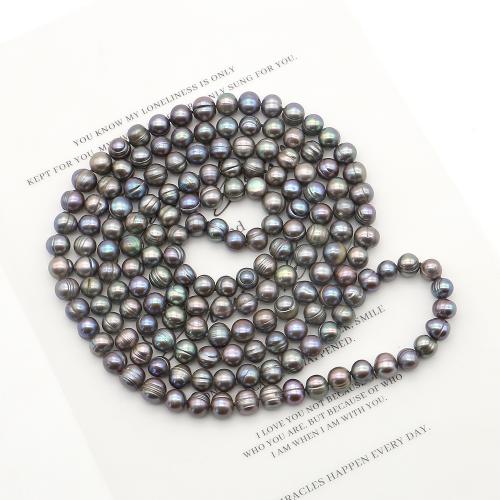 Natural Freshwater Pearl Long Necklace, Round, fashion jewelry, mixed colors, 7-8mm, Sold Per 122 cm Strand