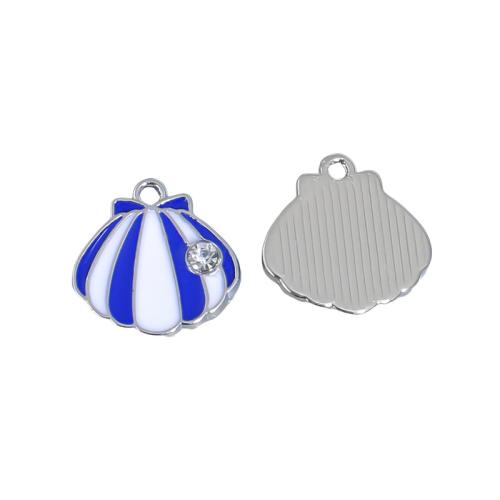 Tibetan Style Enamel Pendants, Shell, plated, DIY & with rhinestone, more colors for choice, 10PCs/Bag, Sold By Bag