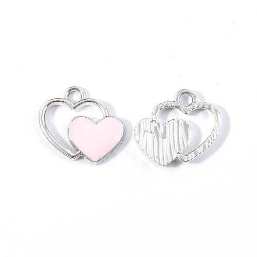 Tibetan Style Enamel Pendants, Heart, plated, DIY & hollow, more colors for choice, 10PCs/Bag, Sold By Bag