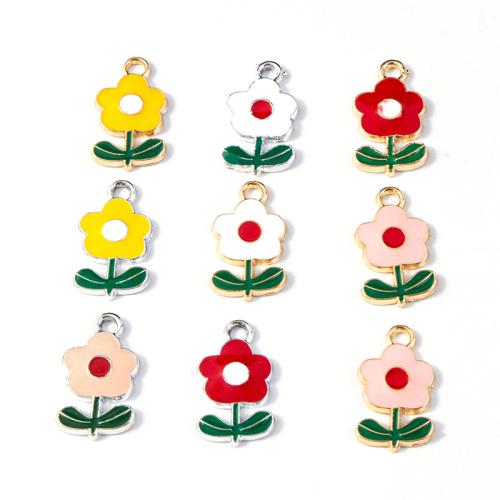 Tibetan Style Enamel Pendants, Flower, plated, DIY, more colors for choice, 10PCs/Bag, Sold By Bag