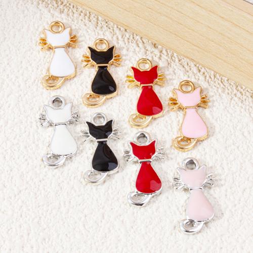 Tibetan Style Enamel Pendants, Cat, plated, DIY, more colors for choice, 10PCs/Bag, Sold By Bag